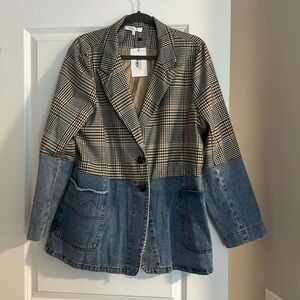 NWT size L denim and plaid jacket!